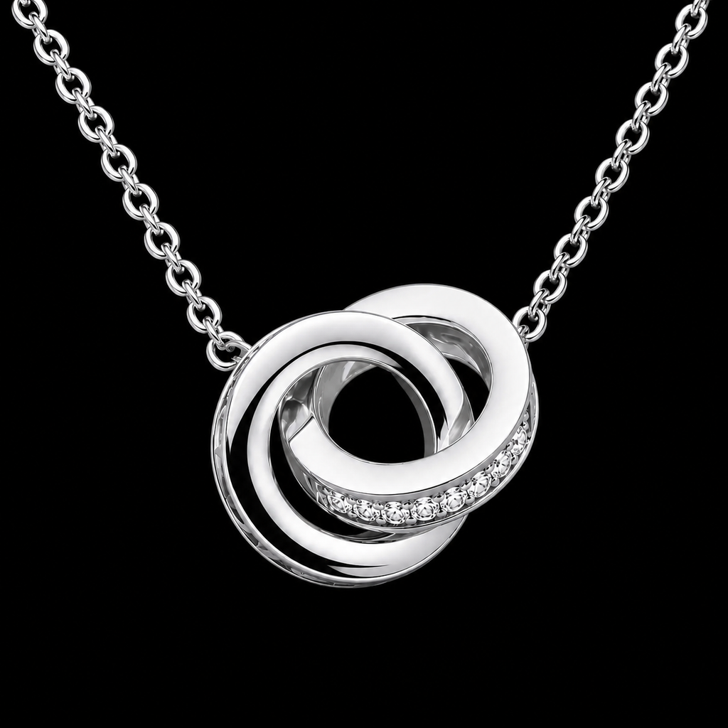Sterling Silver Double Circle Pendant - Silver