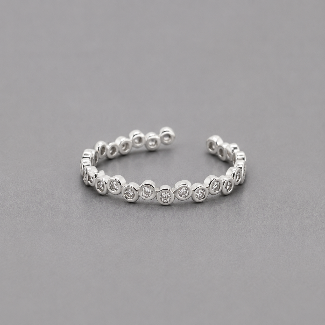 Minimalist Adjustable Alloy CZ Ring - Silver