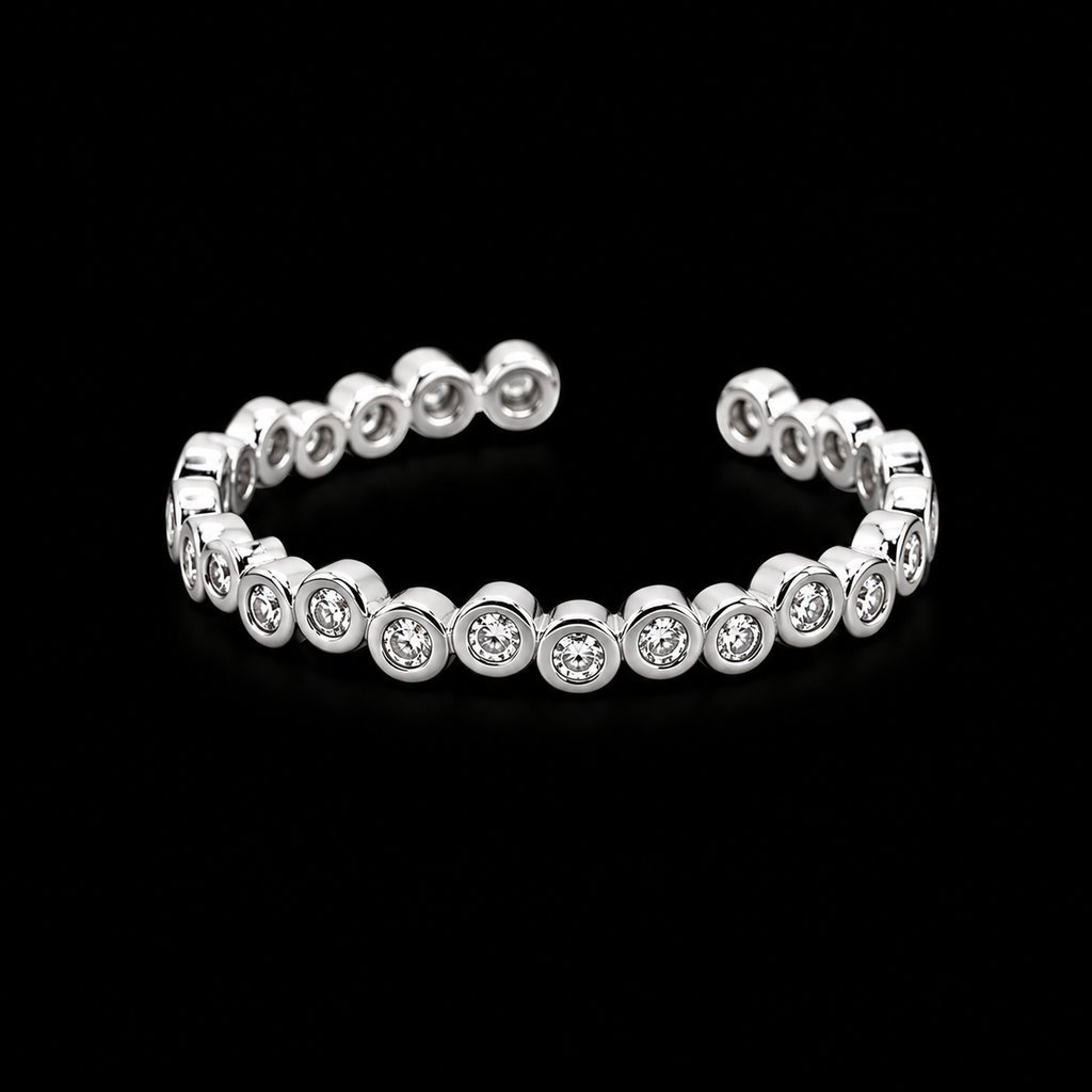 Minimalist Adjustable Alloy CZ Ring - Silver