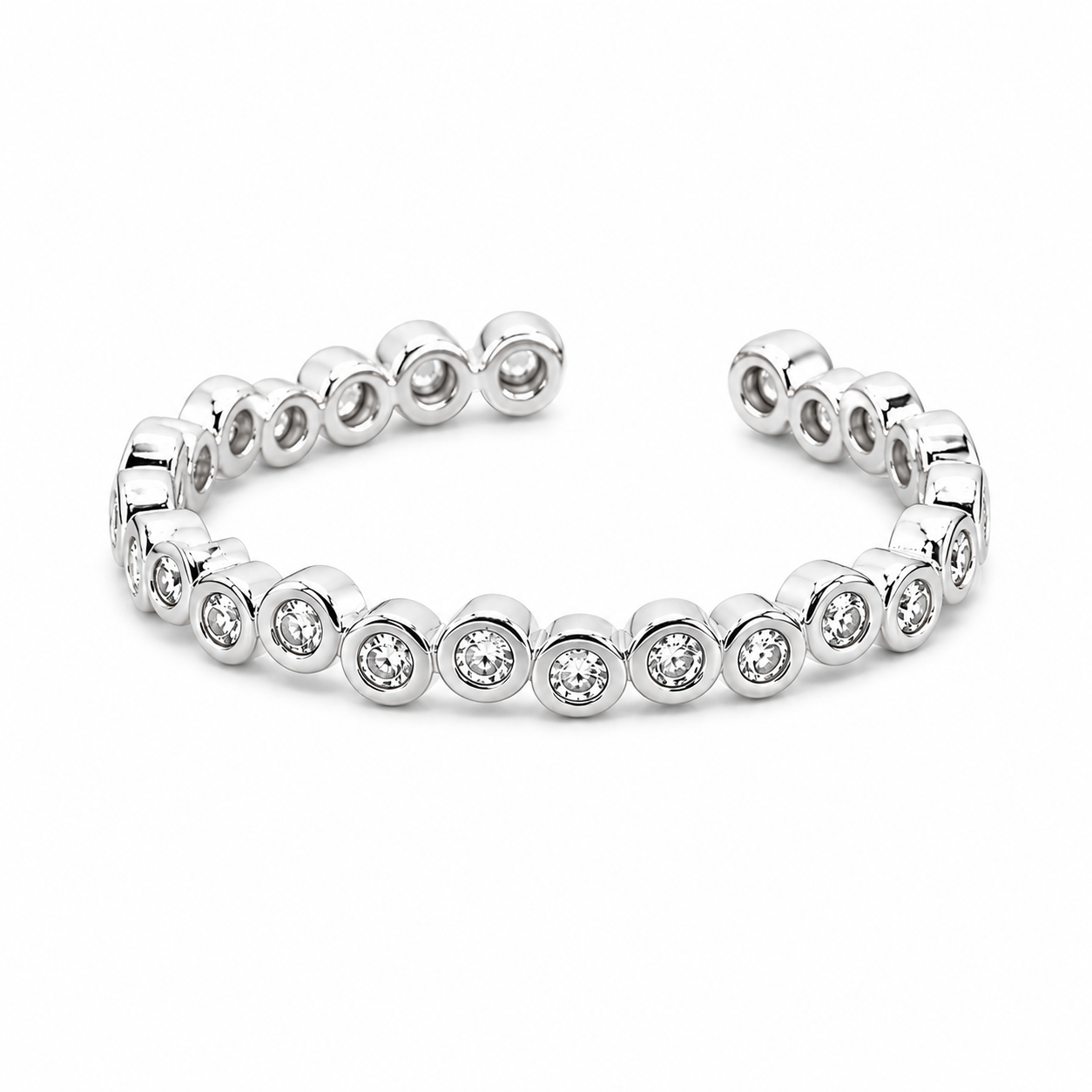 Minimalist Adjustable Alloy CZ Ring - Silver
