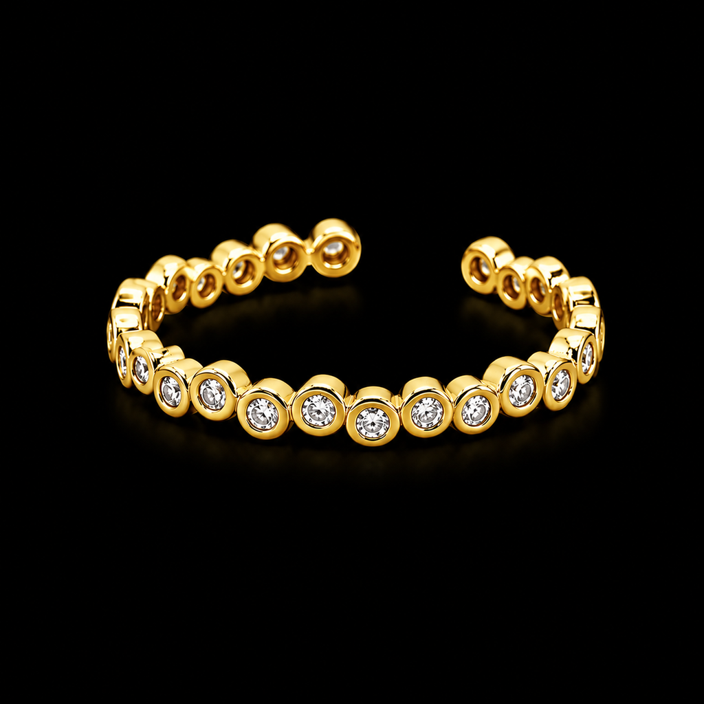 Minimalist Adjustable Alloy CZ Ring - Gold