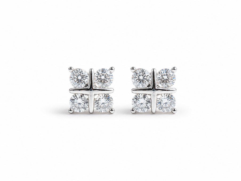 Square Quad-Cluster Stud Earrings