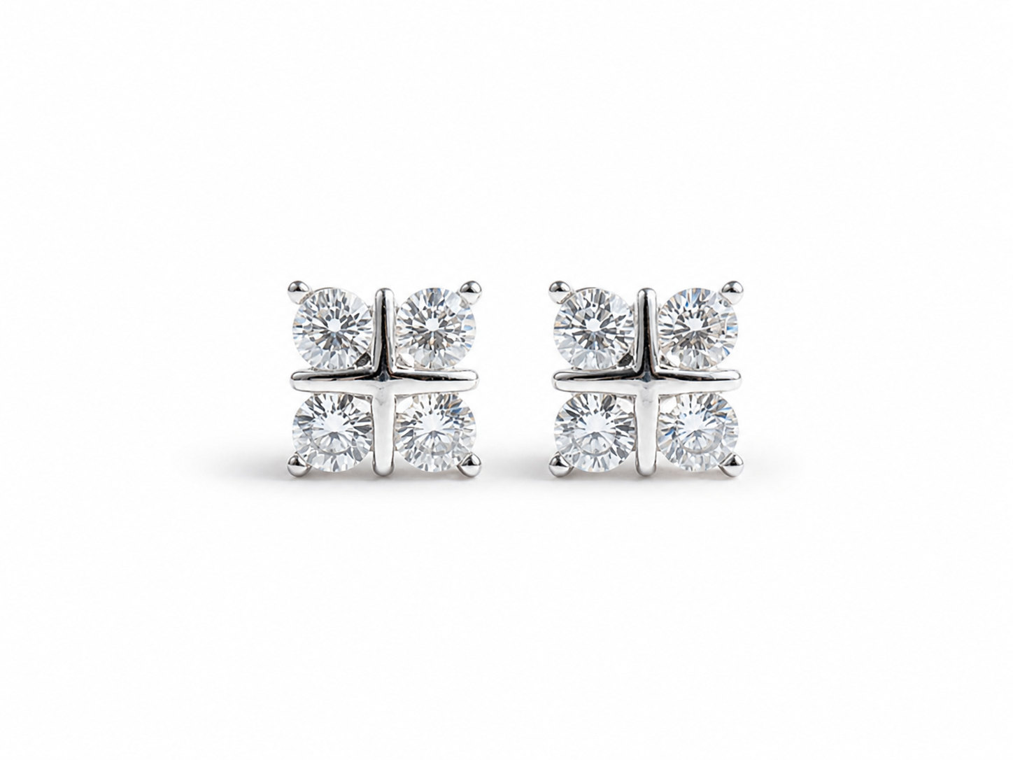 Square Quad-Cluster Stud Earrings