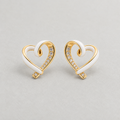 Timeless Crystal Heart Stud Earrings - White