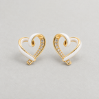 Timeless Crystal Heart Stud Earrings - White