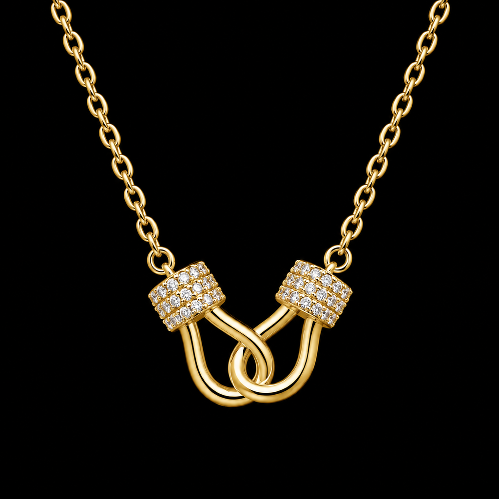 Gold-Plated Horsebit Hook Necklace - Gold