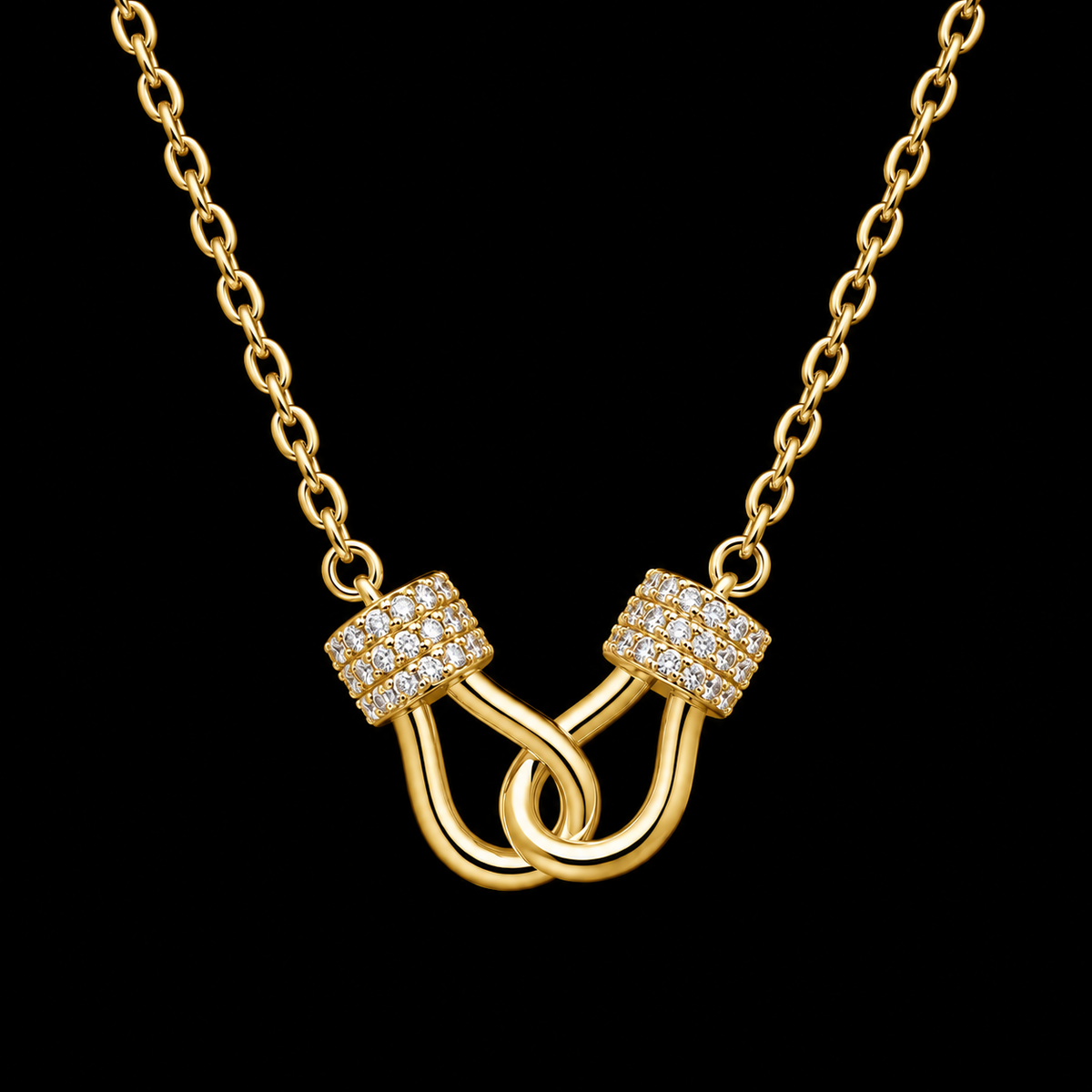 Gold-Plated Horsebit Hook Necklace - Gold