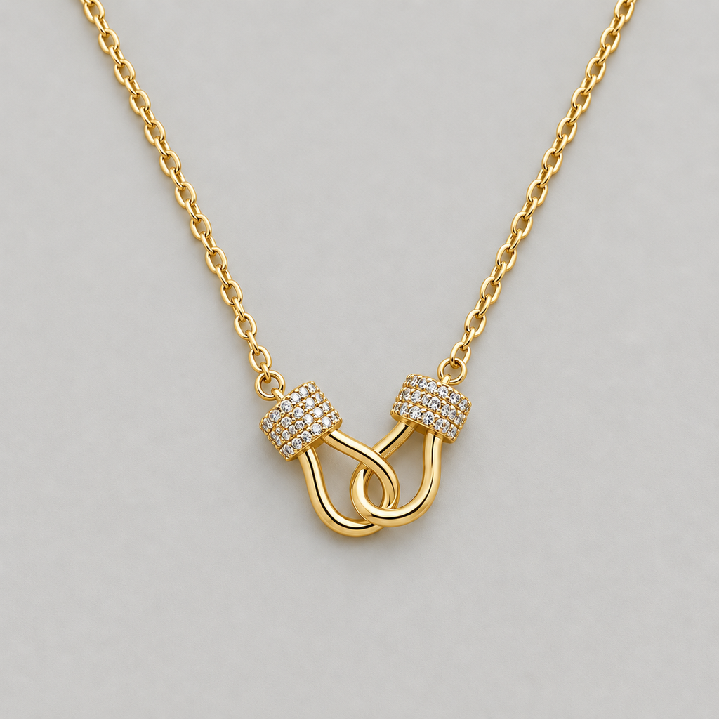 Gold-Plated Horsebit Hook Necklace - Gold