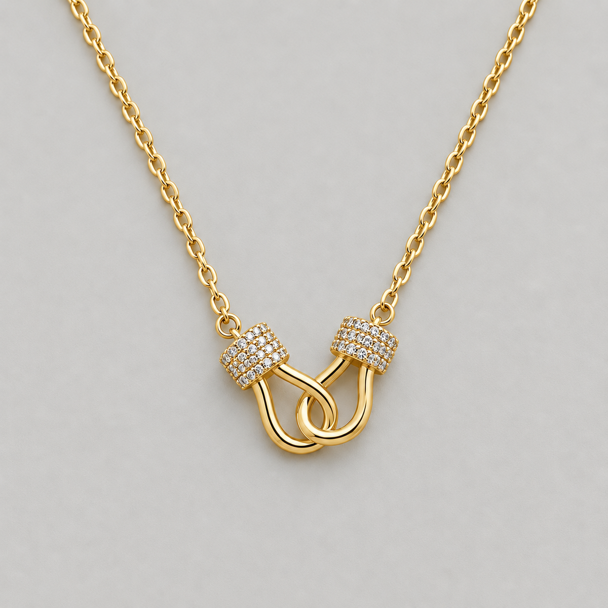 Gold-Plated Horsebit Hook Necklace - Gold