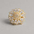 Shimmering Pear-Cut Sunflower Ring - Gold