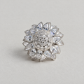 Shimmering Pear-Cut Sunflower Ring - Silver