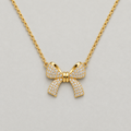 Sophisticated Pavé Ribbon Pendant - Gold