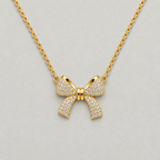 Sophisticated Pavé Ribbon Pendant - Gold