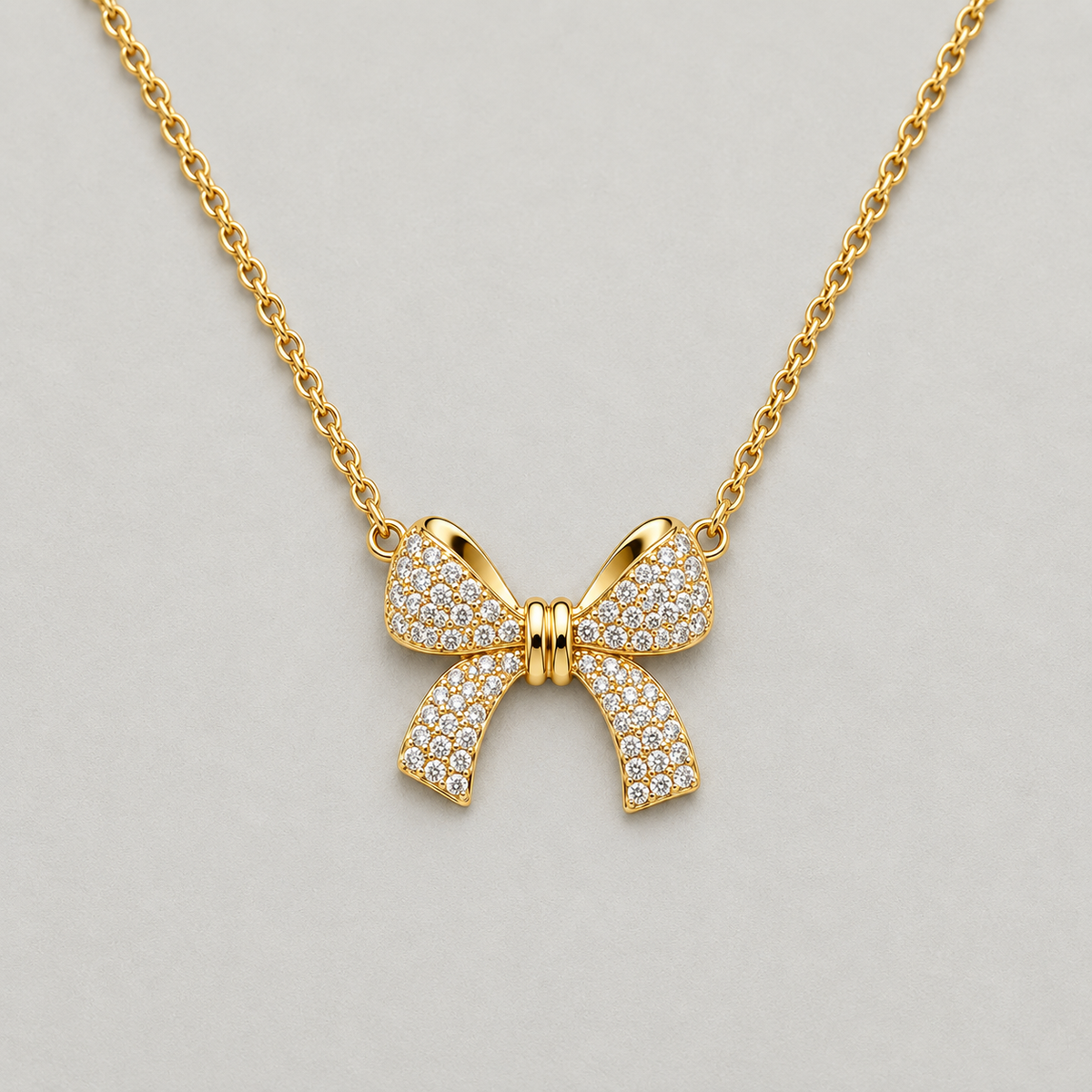 Sophisticated Pavé Ribbon Pendant - Gold