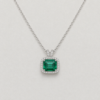 Emerald-Cut Crystal Green Pendant