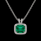 Emerald-Cut Crystal Green Pendant