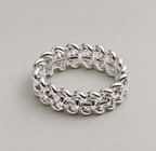 Brilliant Woven silver Crystal Band Ring