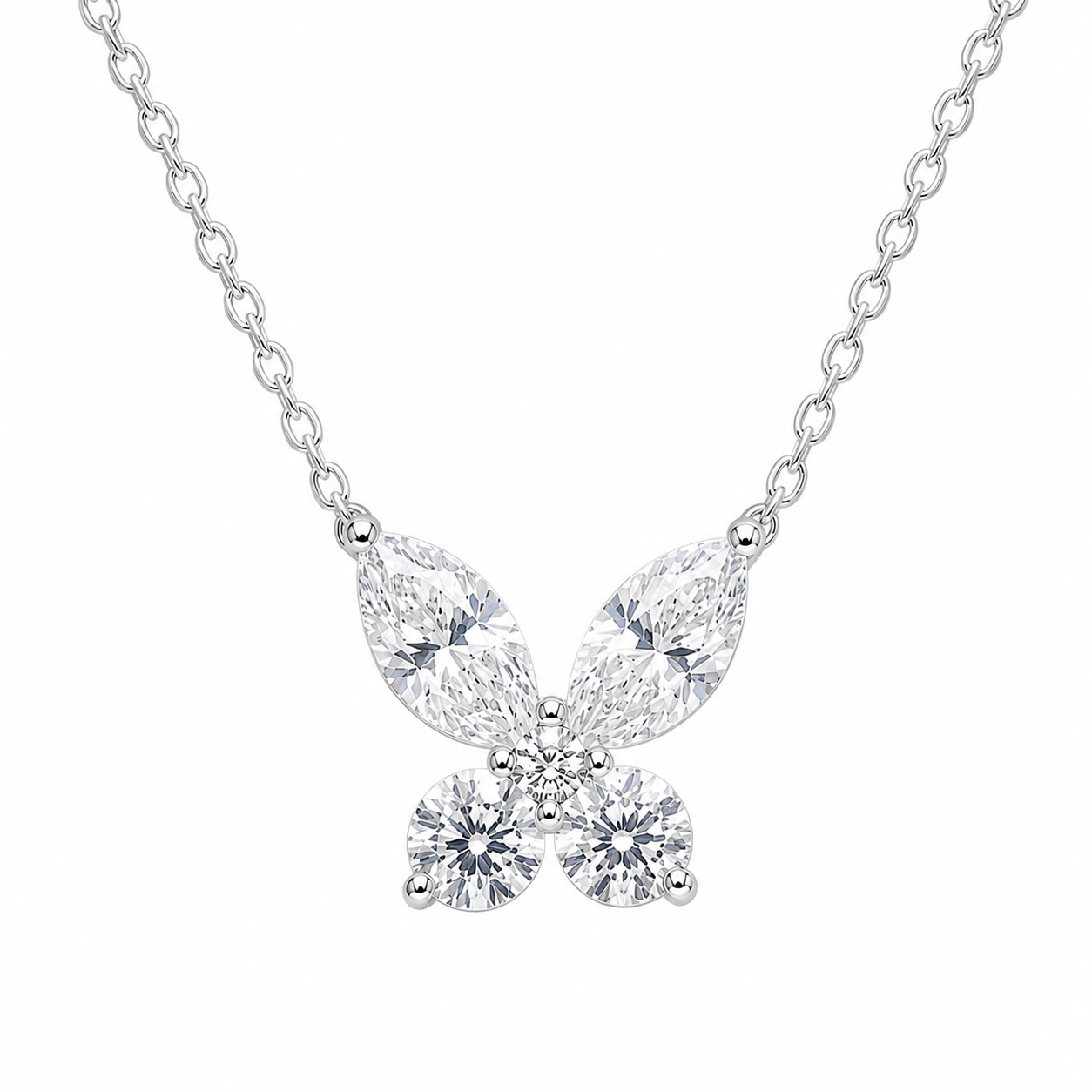 Radiant Silver-Toned Butterfly Necklace