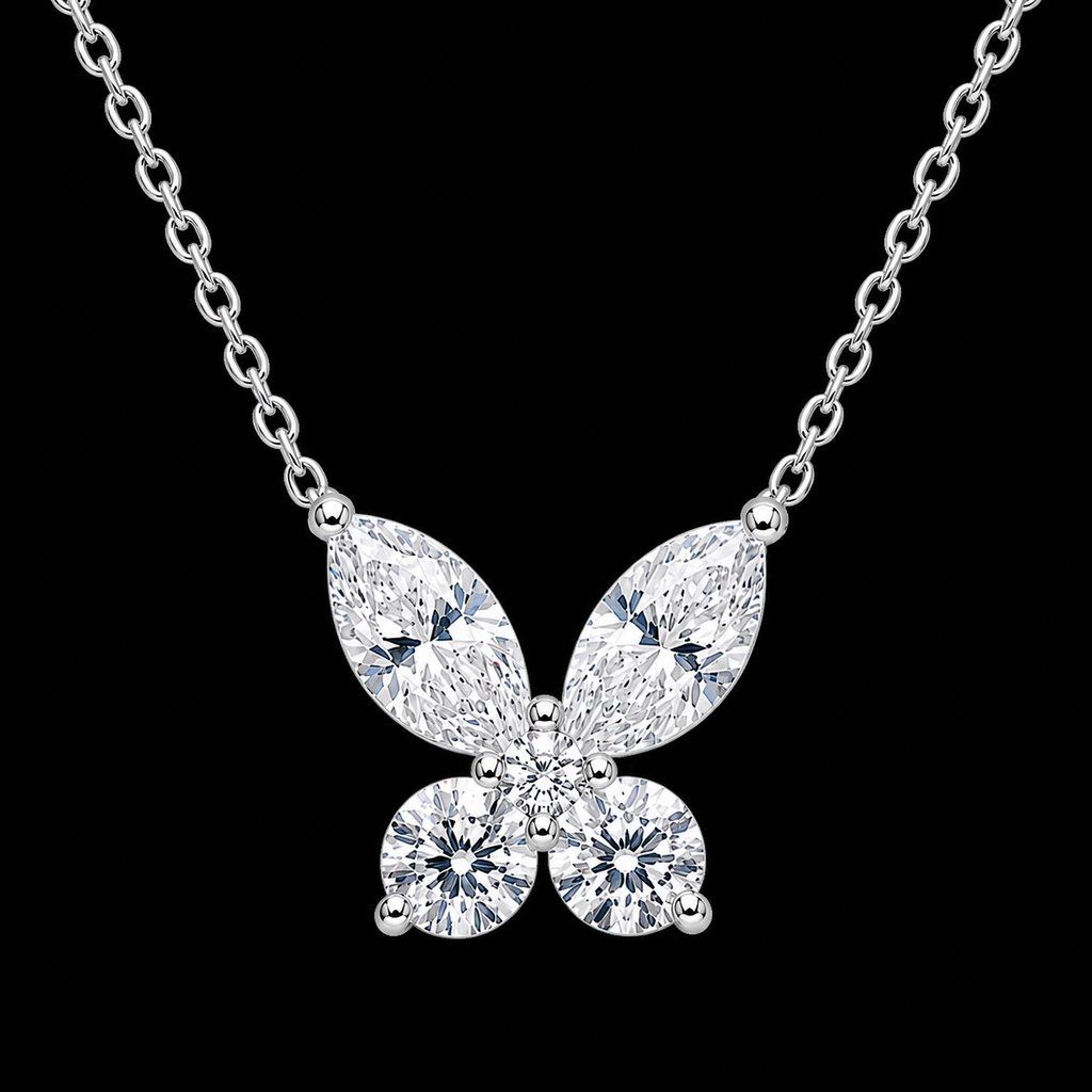 Radiant Silver-Toned Butterfly Necklace