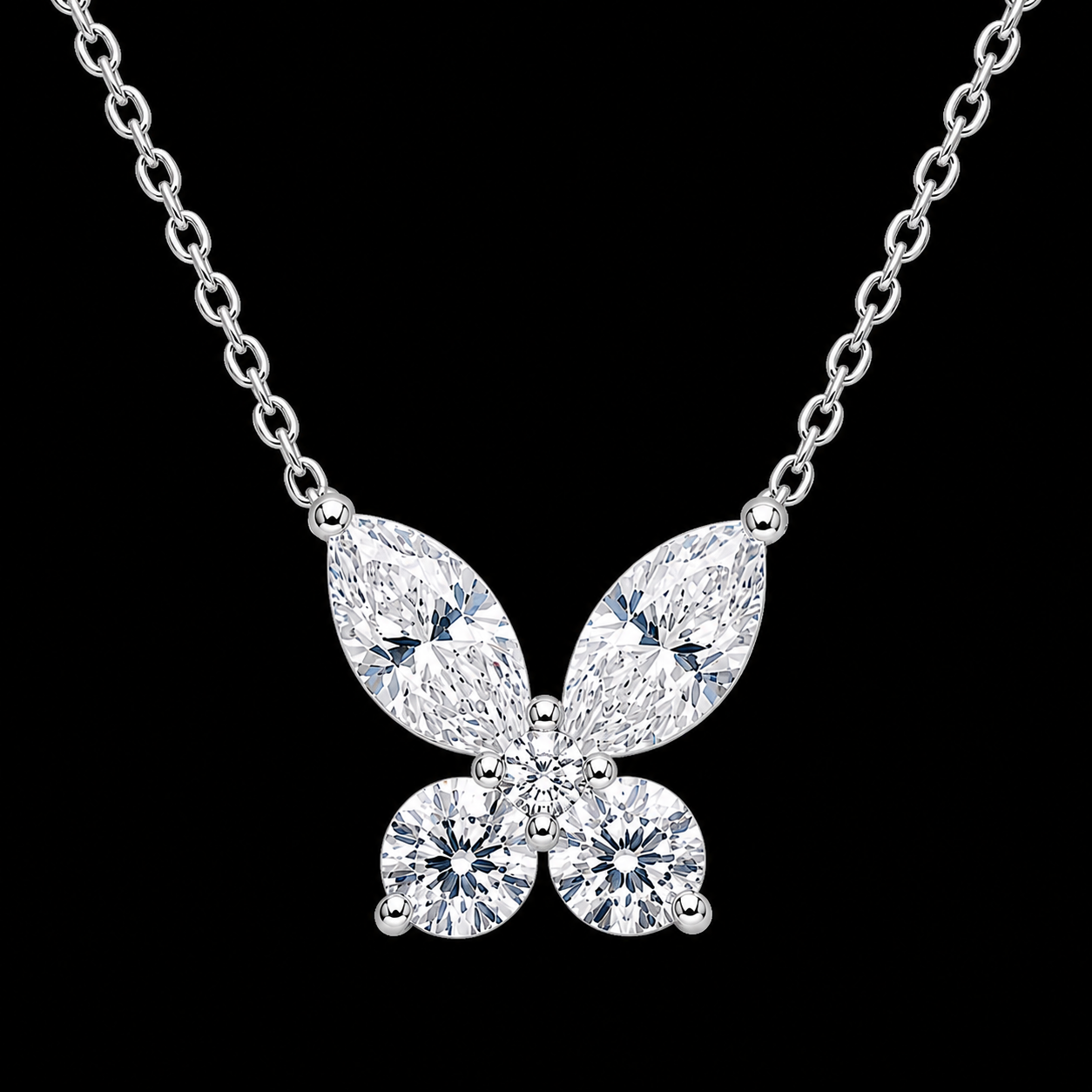 Radiant Silver-Toned Butterfly Necklace