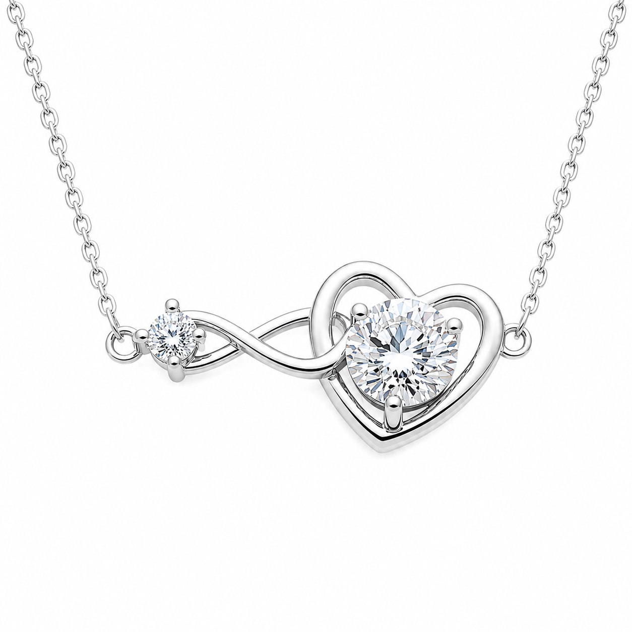 925 Lustrous Heart and Infinity Pendant