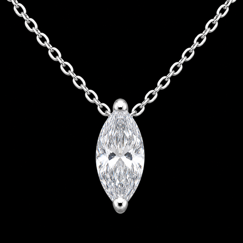S925 Silver Marquise Moissanite Solitaire Necklace