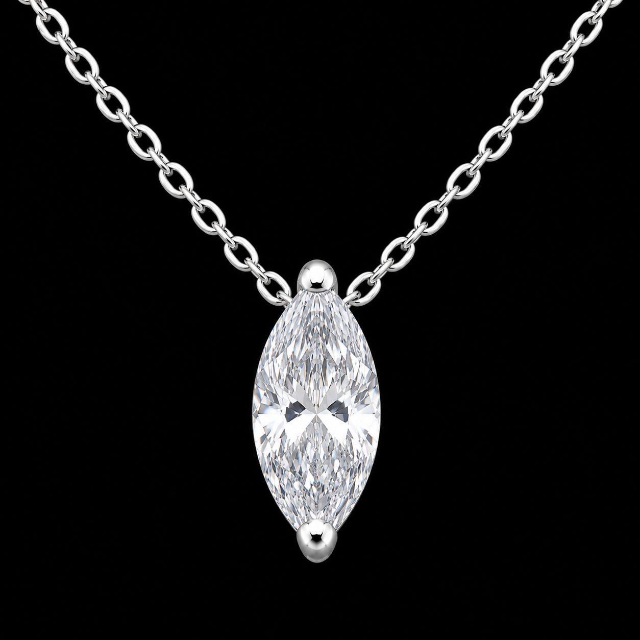 S925 Silver Marquise Moissanite Solitaire Necklace