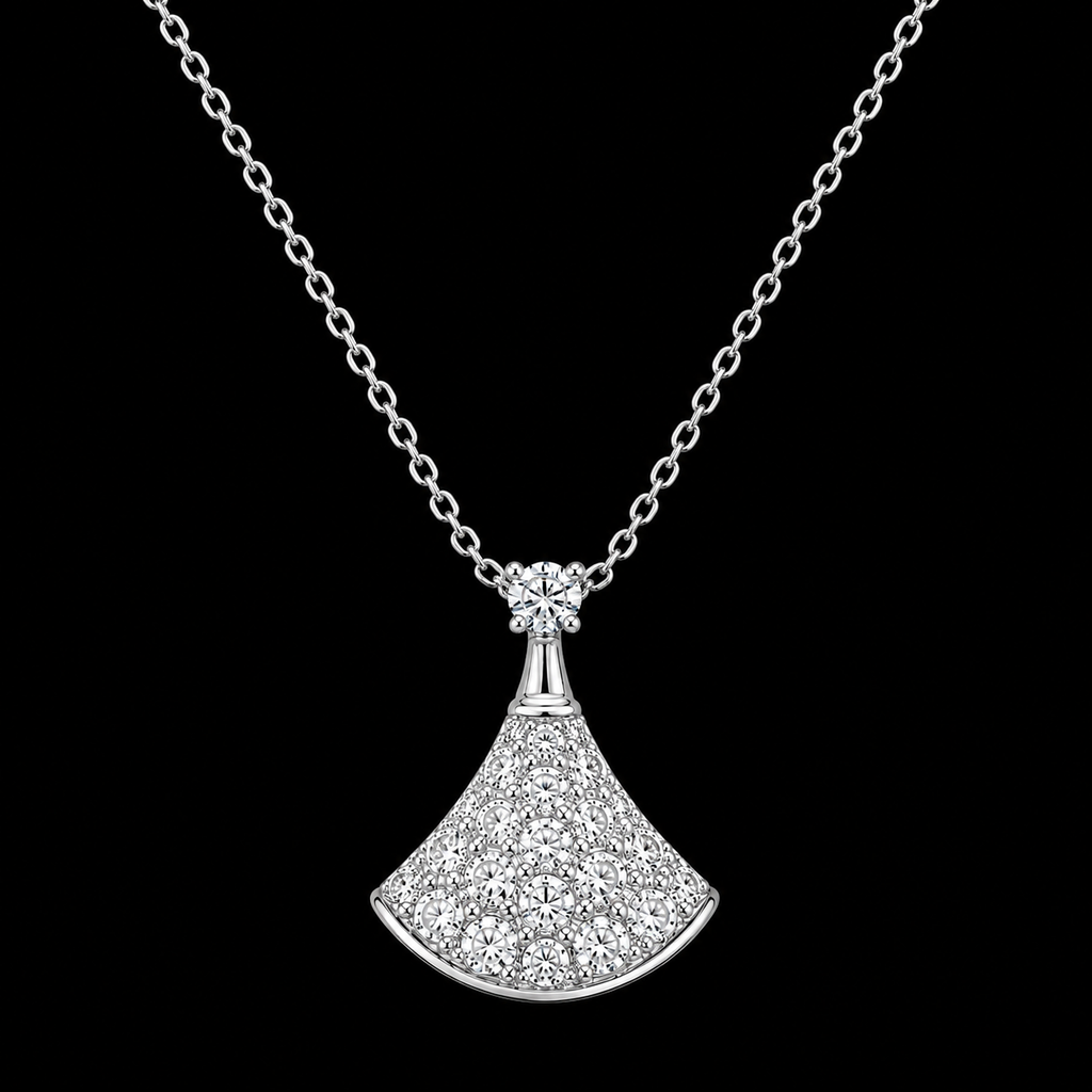 Radiant S925 Silver Fan Necklace