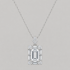 Radiant Rhodium Emerald-Cut Necklace