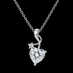 Sterling Silver Heart Ribbon Necklace