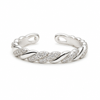 Integrated Crystal Twisted Silver Ring