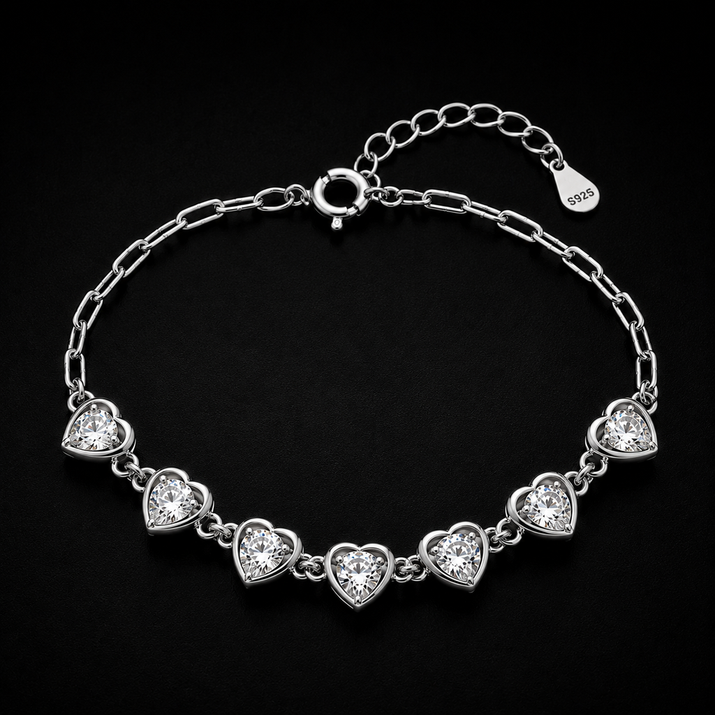 Modern Heart Solitaire Crystal Bracelet