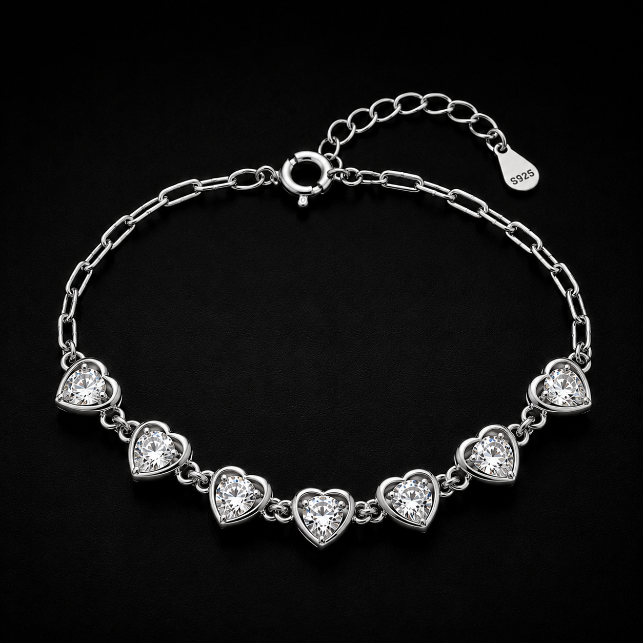 Modern Heart Solitaire Crystal Bracelet