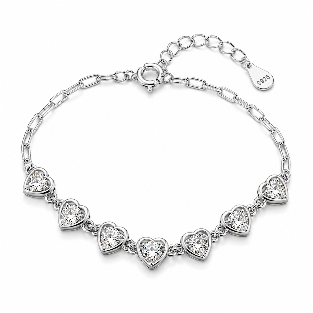 Modern Heart Solitaire Crystal Bracelet