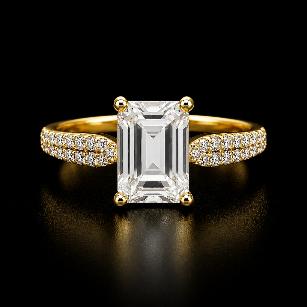 Modern Tapered Emerald-Cut Ring - Gold