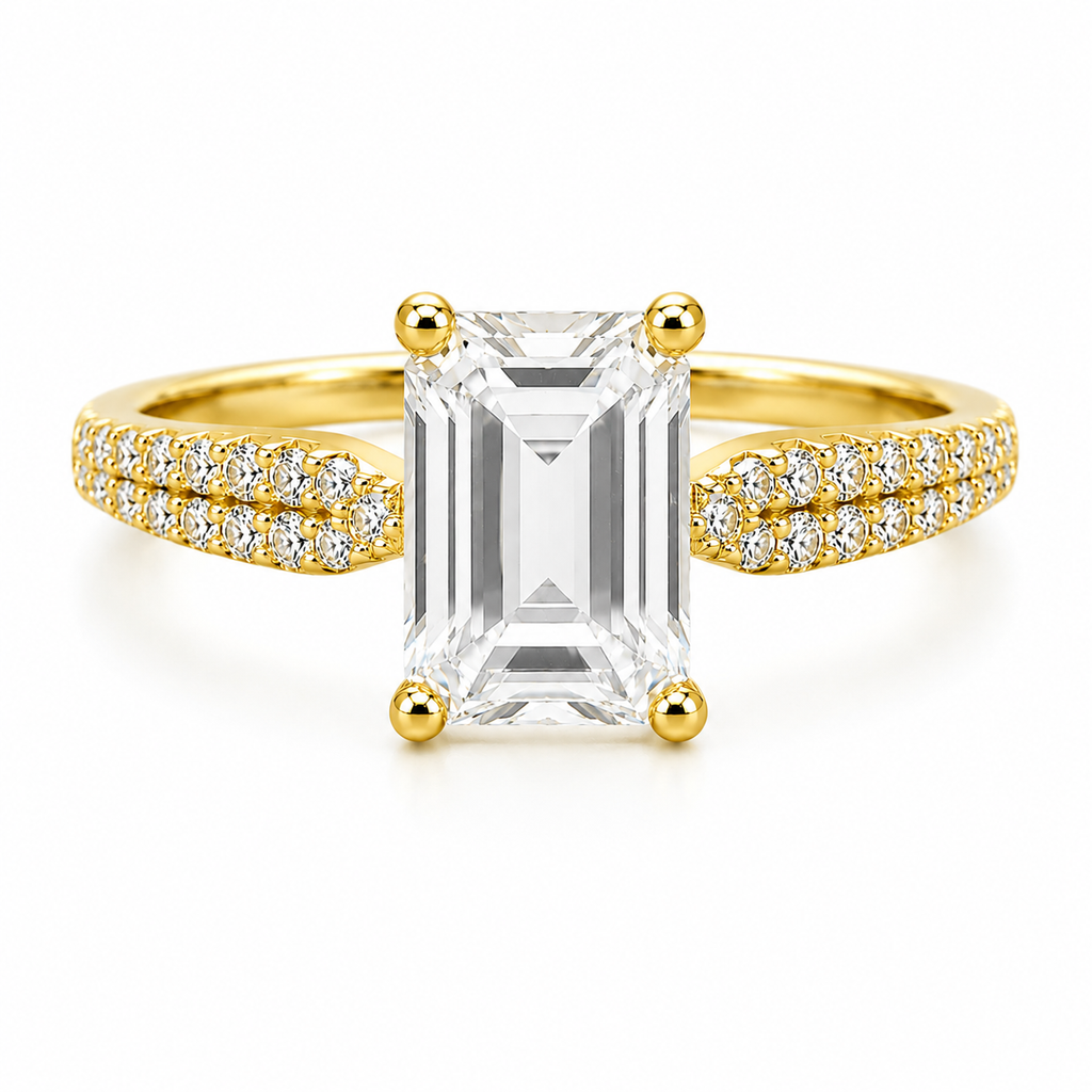 Modern Tapered Emerald-Cut Ring - Gold