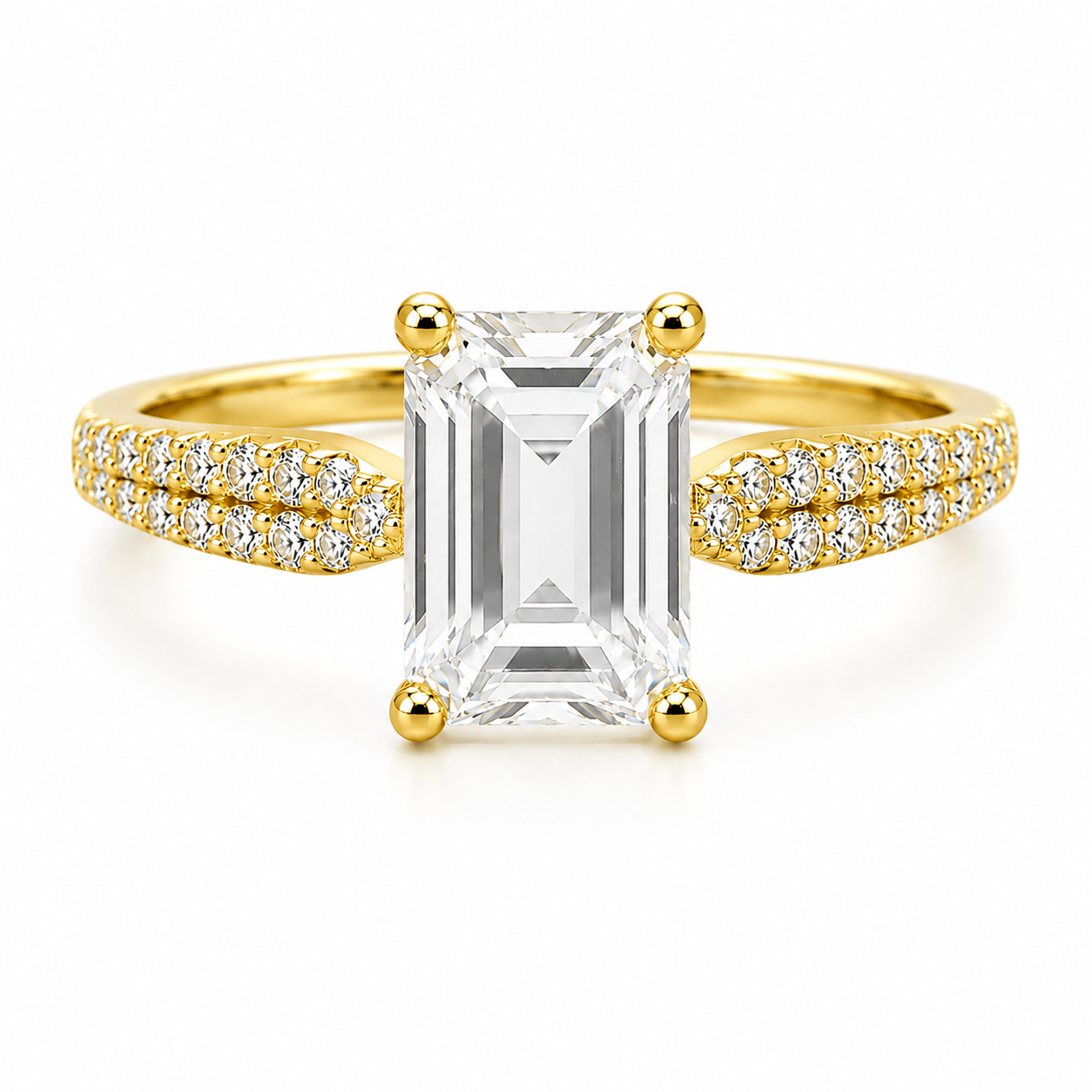 Modern Tapered Emerald-Cut Ring - Gold