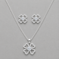 Silver Four-Leaf Clover Jewelry Set