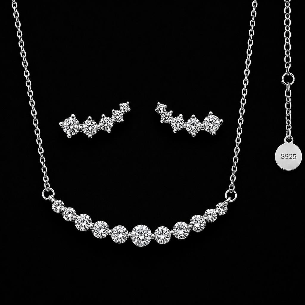 Silver Four-Leaf Clover Jewelry Set