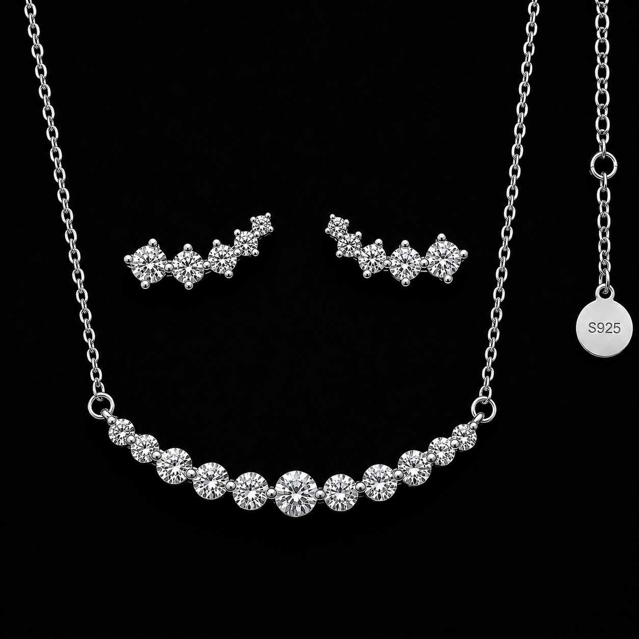 Silver Four-Leaf Clover Jewelry Set