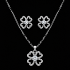 Silver Four-Leaf Clover Jewelry Set