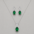 Oval Blue Green Zircon Jewelry Set