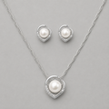 Crescent Pearl Necklace & Earring Set
