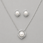 Crescent Pearl Necklace & Earring Set