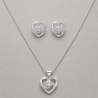 Shimmering Heart Necklace & Earring Set