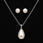 Teardrop Pearl Necklace & Stud Earring Set