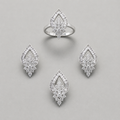Exquisite 925 Sterling Silver Teardrop Jewelry Set with Intricate Floral Crystal Clusters