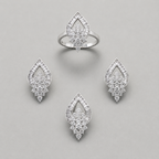 Exquisite 925 Sterling Silver Teardrop Jewelry Set with Intricate Floral Crystal Clusters