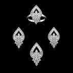 Exquisite 925 Sterling Silver Teardrop Jewelry Set with Intricate Floral Crystal Clusters