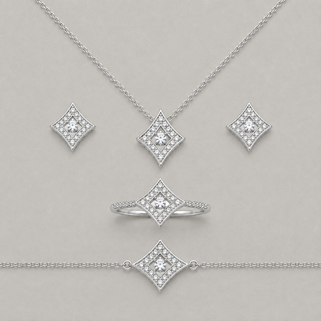 Geometric Rhombus Cut-Out Jewelry Set